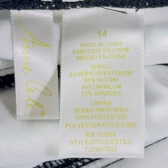 ANNE COLE Women's Swimsuit One Piece Nylon Black White Paisley Pattern Size 14 - Picture 6 of 8